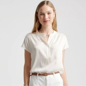 Quince washable silk stretch dolman short sleeve blouse top